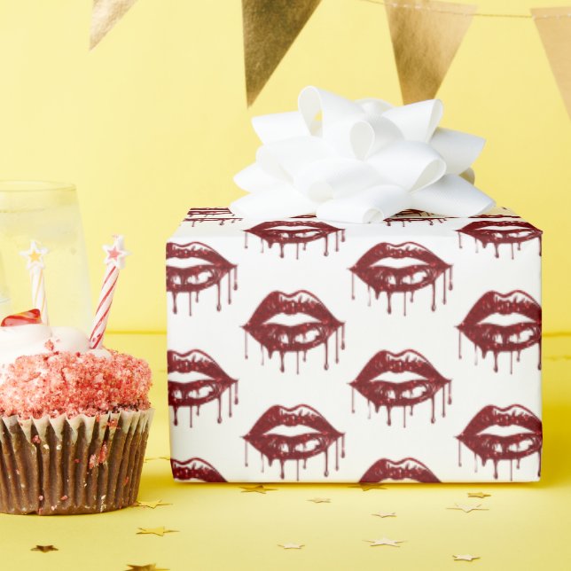 Modern Glitter Lips Valentine Pattern Wrapping Paper (Birthday Party)