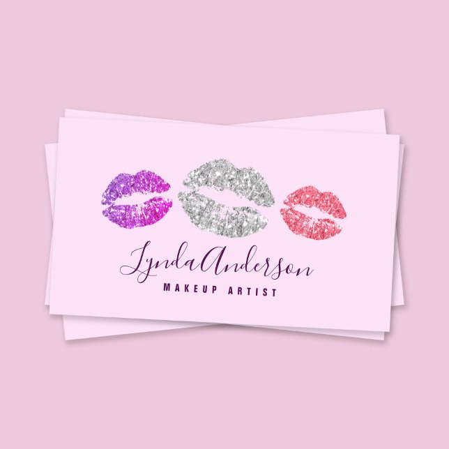 Modern glitter makeup artist business card (Creator Uploaded)