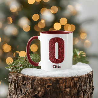 Modern Glitter Monogram O Mug with Name