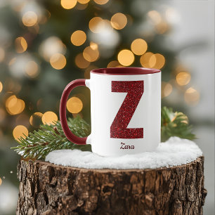 Modern Glitter Monogram Z Mug with Name