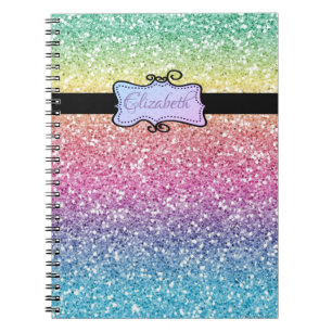 Modern Glitter Ombre ,Personalised Notebook