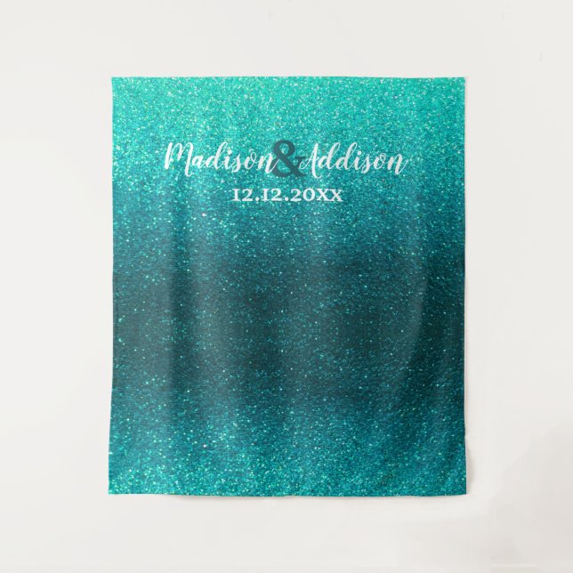 Modern Glitter Ombre Weddings Photo Booth Backdrop Tapestry (Front)