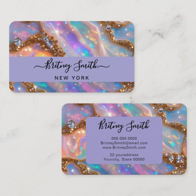 Modern glitter opal background business card (Front/Back)