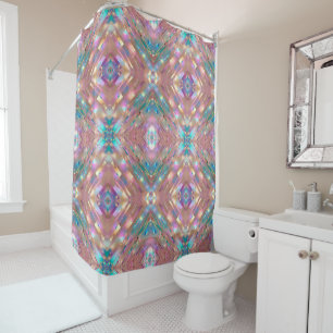 Modern Glitter Opal Holographic Collection Shower Curtain