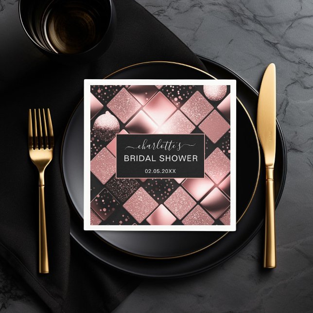 Modern Glitter Pattern Bridal Shower Napkin (Modern Copper Glitter Pattern Bridal Shower Napkins)