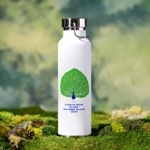 Modern glitter peacock rise & shine inspirational water bottle
