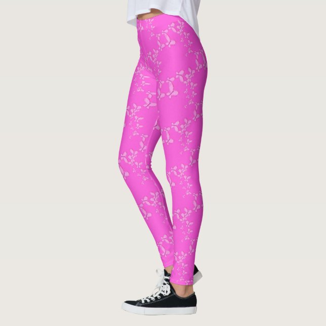 Modern glitter pink butterflies leggings (Left)