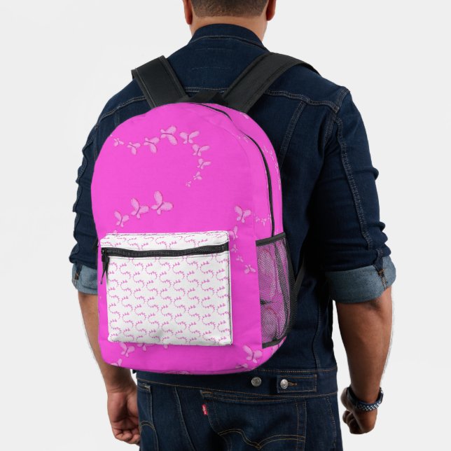 Modern glitter pink butterflies printed backpack (Insitu (Model))