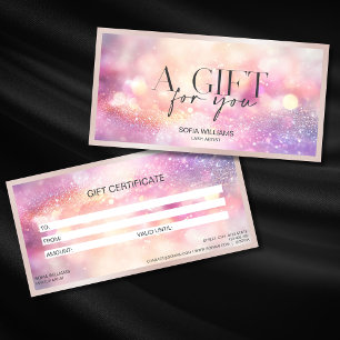 Modern Glitter Pink Certificate Gift Card