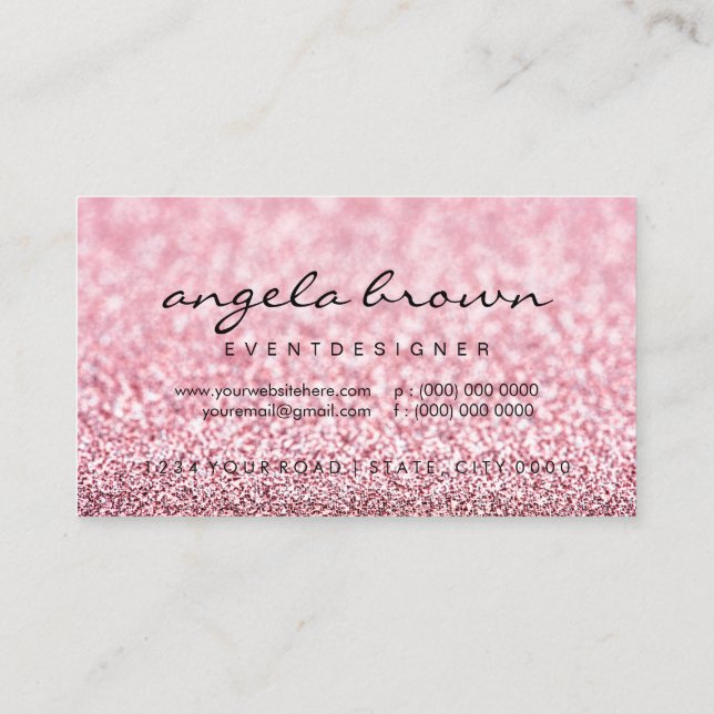 Modern glitter pink rose gold business card (Back)