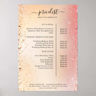 Modern Glitter Price List Poster