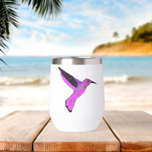 Modern glitter purple pink hummingbird
