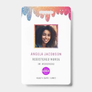 Modern Glitter Registered Nurse Photo  ID Badge