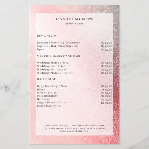 Modern Glitter Salon Price List Flyer