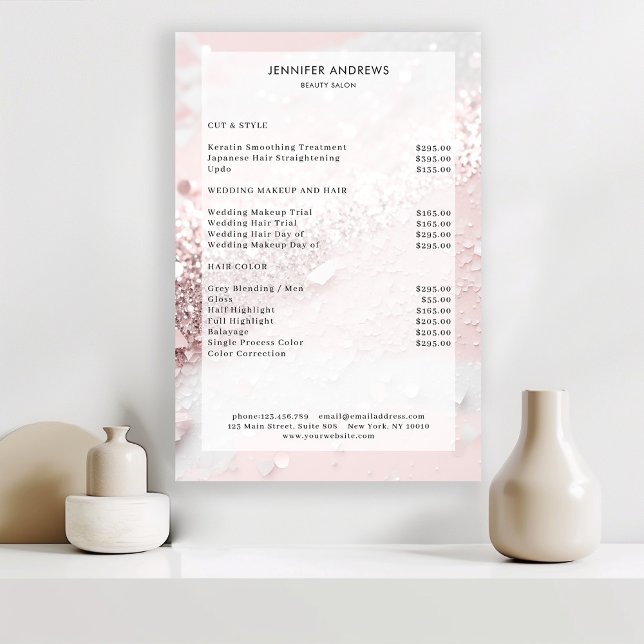 Modern  Glitter Salon Price List Poster (Creator Uploaded)