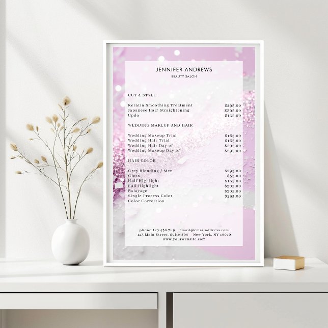 Modern  Glitter Salon Price List Poster (Creator Uploaded)