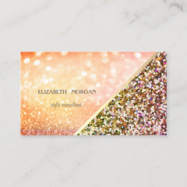Modern Glitter Sequins Bokeh  Abstract Business Card (Front)