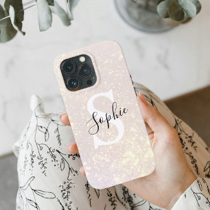 Modern Glitter Spark    Personal Initial Girly  Ca iPhone 13 Pro Case