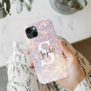 Modern Glitter Spark    Personal Initial Girly  iPhone 13 Case