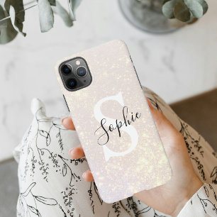 Modern Glitter Spark    Personal Initial Girly  iP iPhone 11Pro Max Case