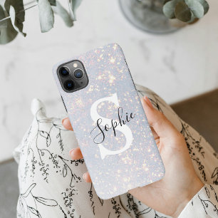 Modern Glitter Spark    Personal Initial Girly  iP iPhone 11Pro Max Case