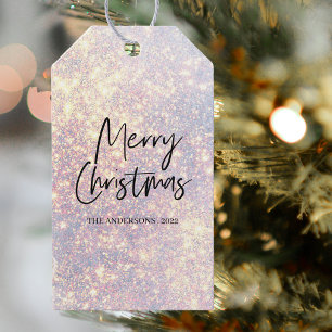 Modern Glitter Sparkles Merry Christmas Gift Tags