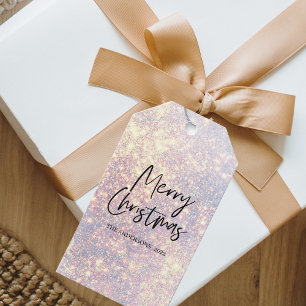 Modern Glitter Sparkles Merry Christmas Gift Tags