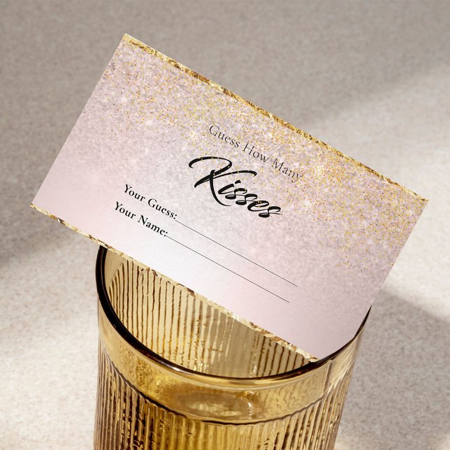 Modern Glittery How Many Kisses Bridal Enclosure Card (Creator Uploaded)