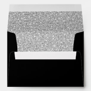 Modern Glittery Silver Black Envelope
