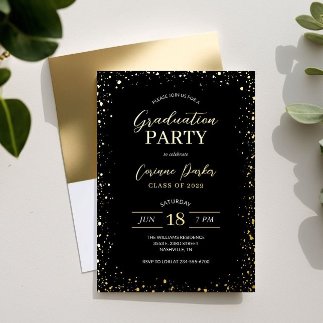 Modern Glitz Graduation Party Foil Invitation (Creator Uploaded)