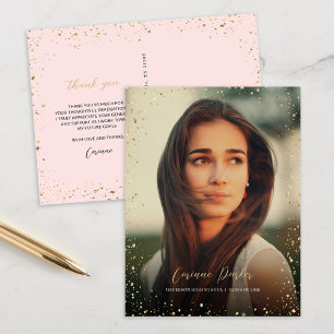 Modern Glitz Graduation Photo Thank You Postcard