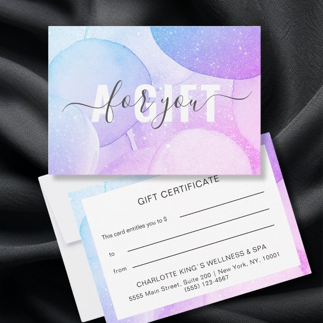 Modern Glitzer Gift Certificates Flat Card (Modern Salon Glitter Gift Certificates personalized)