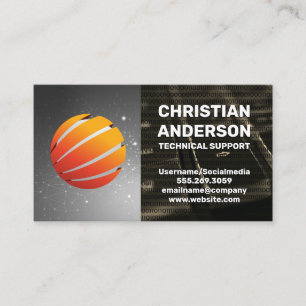 Modern Globe Logo   Binary Code Keyboard Business Card