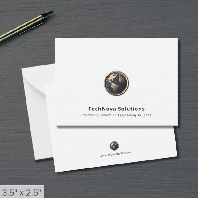 Modern Globe Logo Business Note Card (Creator Uploaded)