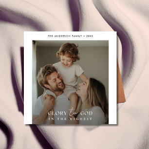 Modern Glory To God Religious Christmas Photo Holiday Card