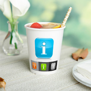 Modern Glossy Information Symbols Paper Cups