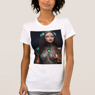 Modern Glowing Cyborg Mona T-Shirt