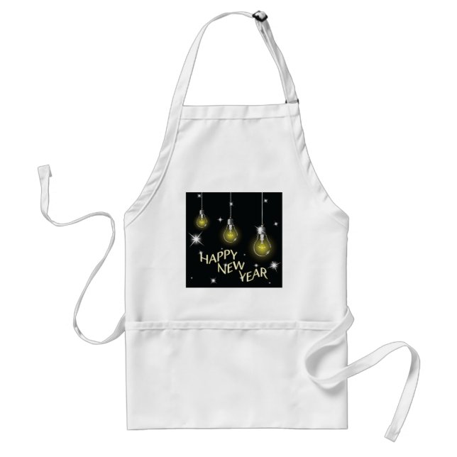 Modern Glowing Light Bulbs Happy New Year Standard Apron (Front)