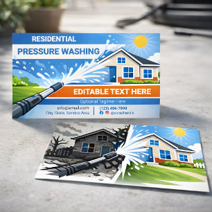 Modern Glowing Residential pressure washing Art Business Card