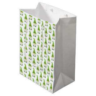 Modern Gnome Candy Cane Heart Christmas Fun  Medium Gift Bag
