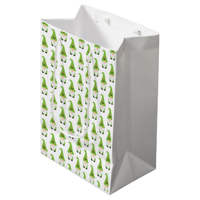 Modern Gnome Candy Cane Heart Christmas Fun  Medium Gift Bag (Front Angled)
