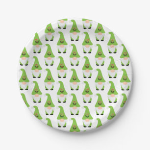 Modern Gnome Candy Cane Heart Festive Christmas Paper Plate