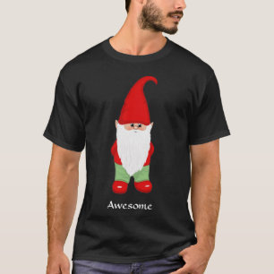 Modern Gnome Dressed in Green and Red T-Shirt