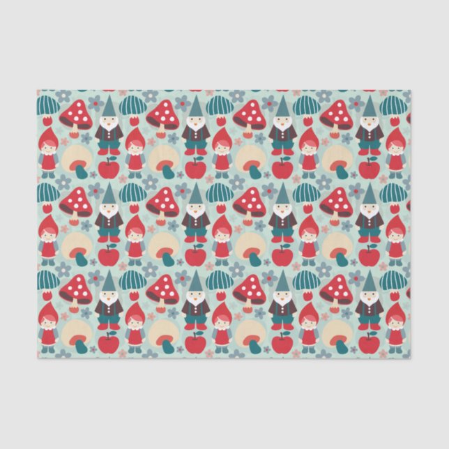Modern Gnomes and Mushrooms Tissue Paper (Front)