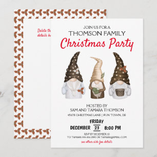 Modern Gnomes Festive Christmas Party Invitation