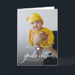 Modern Godmother Proposal Photo Card<br><div class="desc">Modern,  typography photo Godmother proposal card features single photo of the baby,  typography script ''will you be my godmother'' in trendy white lettering and a message inside.</div>