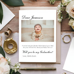 Modern Godparent Proposal Godmother Baptism Invitation