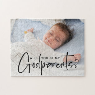 Modern Godparents Proposal Photo Jigsaw Puzzle