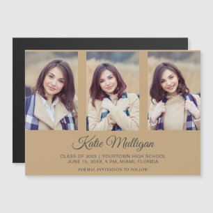 Modern Gold 3 Photo Graduation Save Date 2022