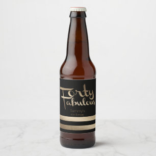 Modern Gold 40th Birthday Party Beer Bottle Label